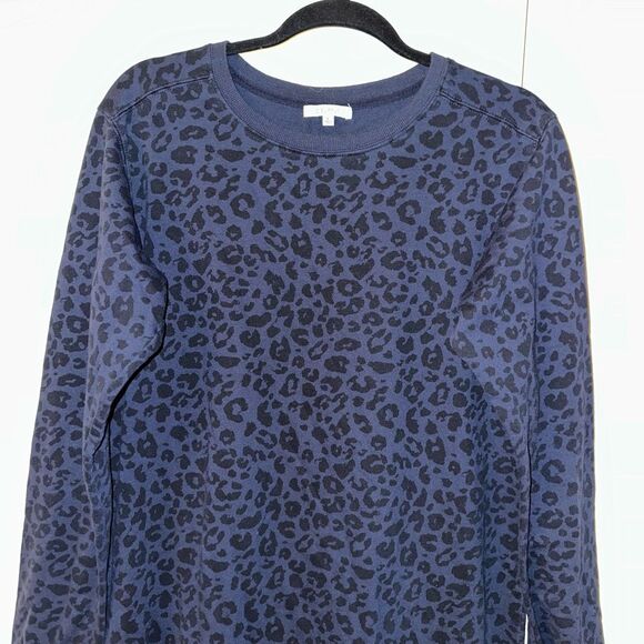 Z Supply Crewneck Sweatshirt Dress Navy Black Leopard Large GUC - Picture 3 of 12